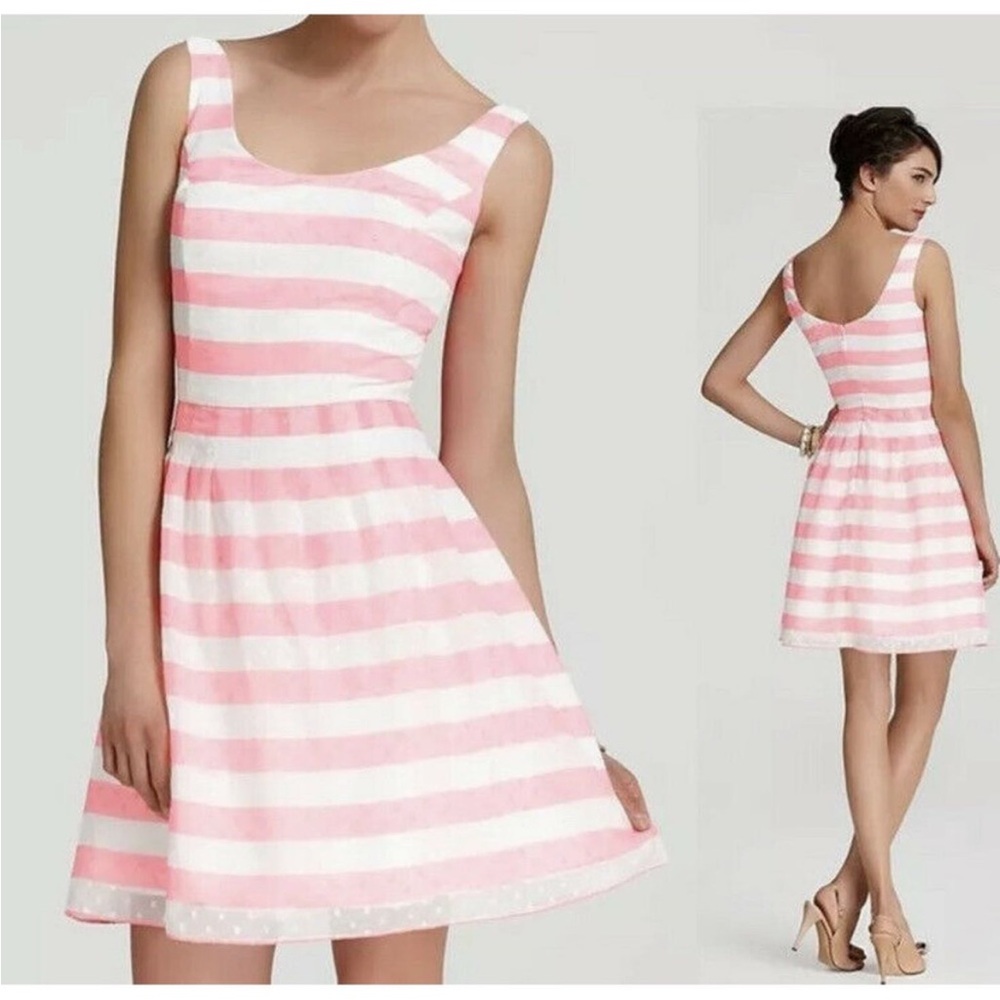 Lilly Pulitzer Posey Dress Pink Awning Stripe Sparkle Pink Resort, size 6 NWT